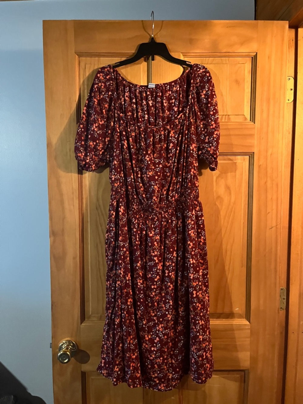 Old Navy Maroon Floral Midi Dress